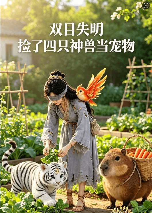 双目失明，捡了四只神兽当宠物海报